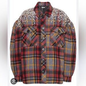MIU MIU NWT Plaid Jacket with Rhinestone Embellishments